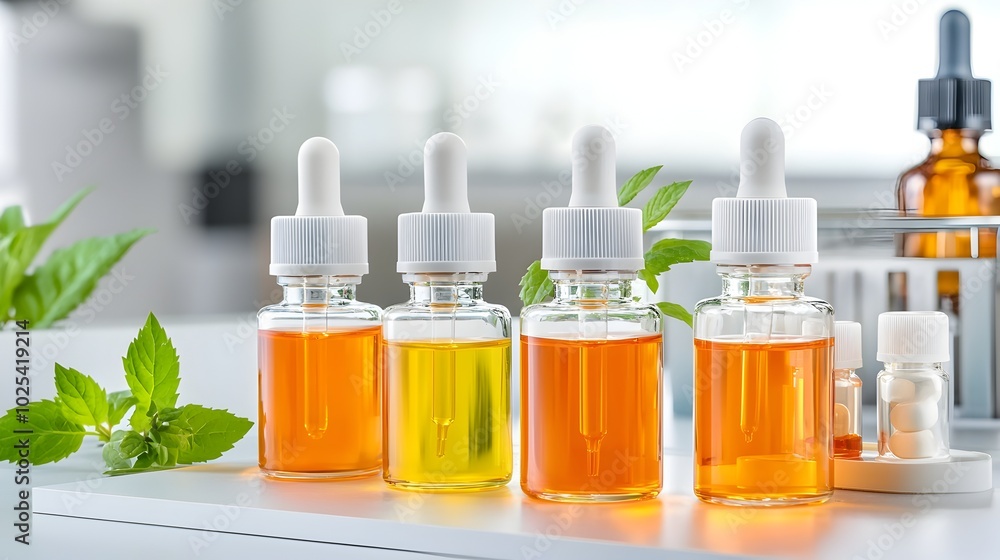 Luminous Herbal Extracts Blended into Potent Natural Remedies in a Modern Laboratory Setting Luminous Herbal Extracts Blended into Potent Natural Remedies in a Modern Laboratory Setting
