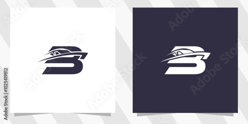 letter b with boat logo design vector