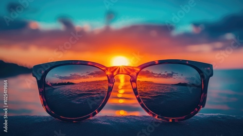 Wallpaper Mural Sunset Reflected in Sunglasses Over Water Torontodigital.ca