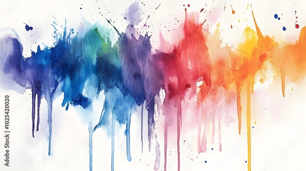Fototapeta premium Abstract Watercolor Rainbow with Drips and Splashes