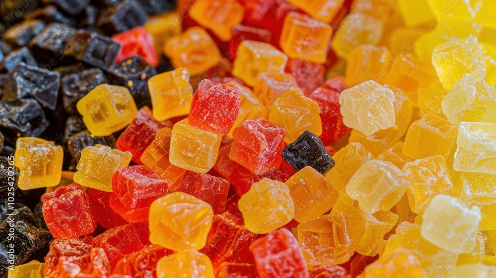 Close-up of Colorful, Sugary, Gelatinous Candies Close-up of Colorful, Sugary, Gelatinous Candies