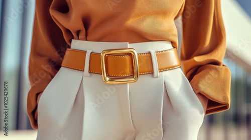 Chic Fashion Belt with Stylish Blouse and Pants