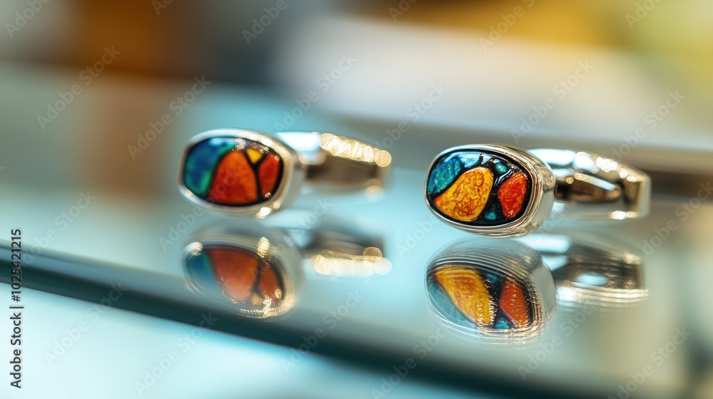 Colorful Cufflinks with Unique Abstract Design Colorful Cufflinks with Unique Abstract Design