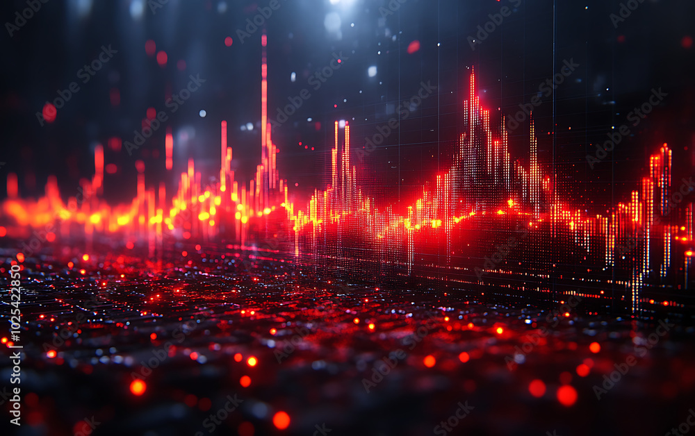 Fototapeta premium Financial Crisis Visualization: Stock Market Chart on Tech Background