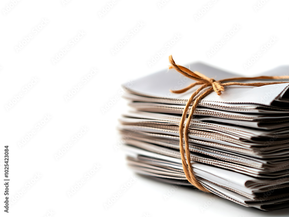 Stack of tied envelopes on white isolated background Stack of tied envelopes on white isolated background
