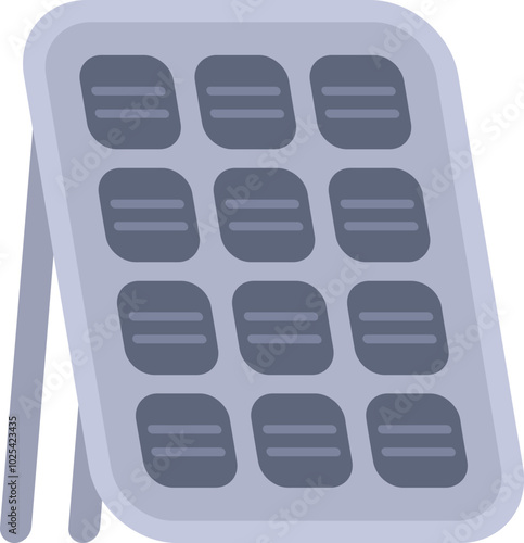 Illustration of a portable solar panel converting sunlight into energy, ideal for illustrating topics such as renewable energy and off grid living