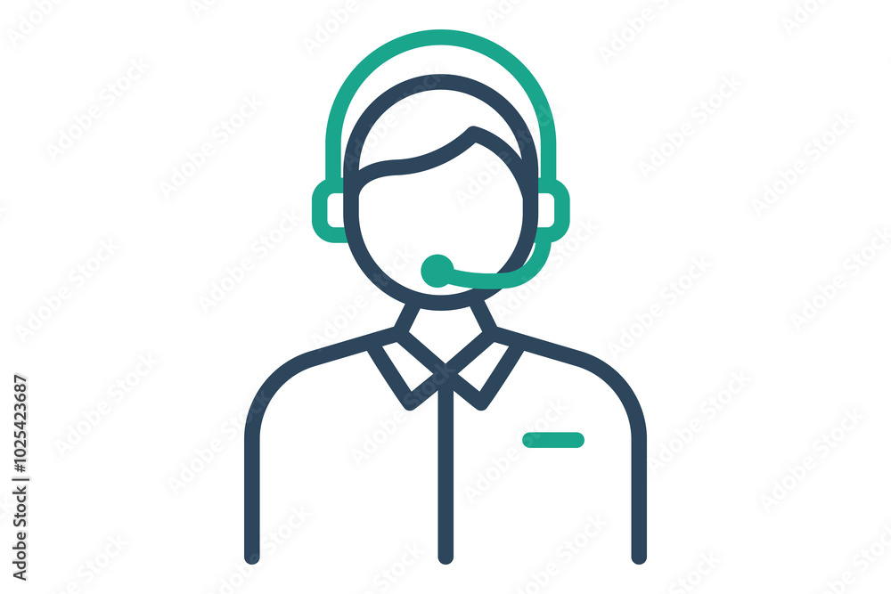 Assistance icon. line icon style. person with headphone. icon related to reception. hotel elements vector illustration Assistance icon. line icon style. person with headphone. icon related to reception. hotel elements vector illustration