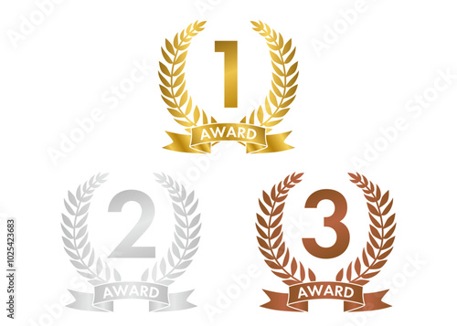 アワードと表彰、月桂樹、ローリエのアイコンセット09