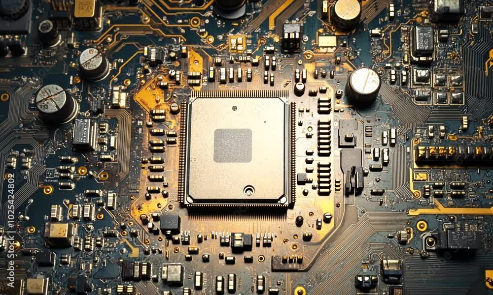 Close-up of a Circuit Board with a Processor Close-up of a Circuit Board with a Processor