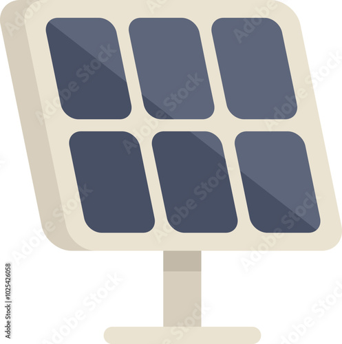 Simple icon of a solar panel converting sunlight into electricity, symbolizing renewable energy