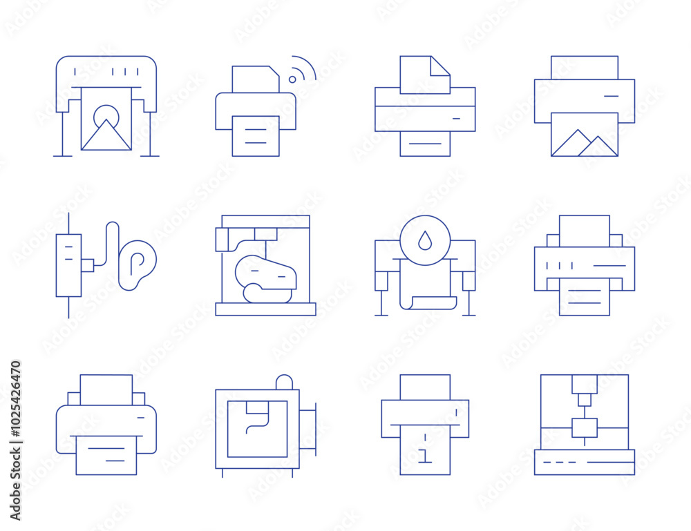 Printer icons. Thin Line style, editable stroke. print software, print template, print resolution, print banner Printer icons. Thin Line style, editable stroke. print software, print template, print resolution, print banner