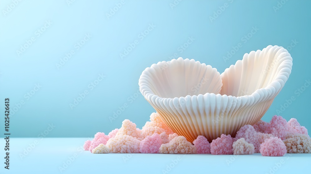 Peaceful Undersea Refuge of Giant Clam Nestled in Vibrant Coral Reef Landscape Peaceful Undersea Refuge of Giant Clam Nestled in Vibrant Coral Reef Landscape
