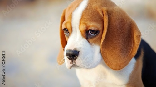 a sad beagle dog, with big soulful eyes and drooping ears. This adorable and expressive design captures the heartache of a sad dog in a charming, 