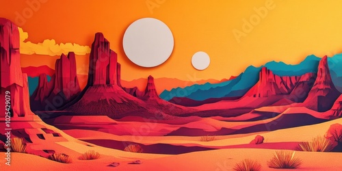 Red sandstone buttes and pinnacles rise majestically in a semi-desert landscape, showcasing unique geological formations in a vast natural setting