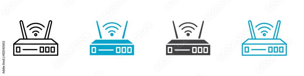 wifi router icon Flat art in outline set wifi router icon Flat art in outline set