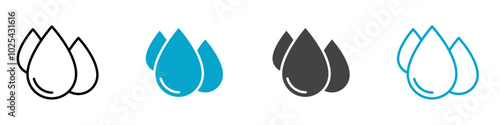 water drops icon Flat art in outline set