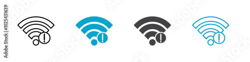 wifi error icon Flat art in outline set