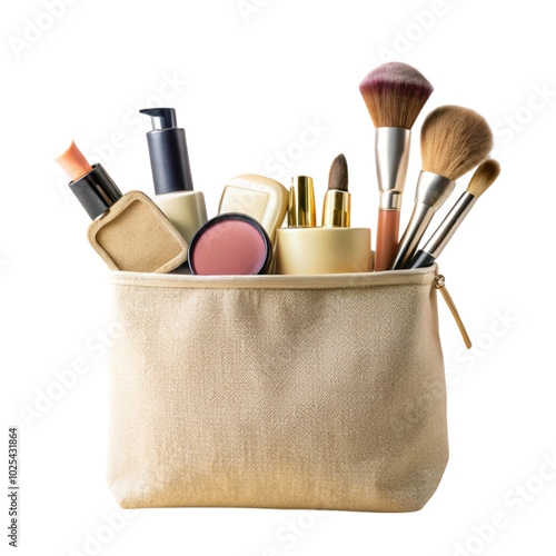 Plakat Different makeup objects in canvas bag