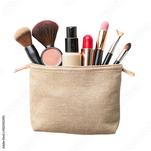 Plakat Different makeup objects in canvas bag