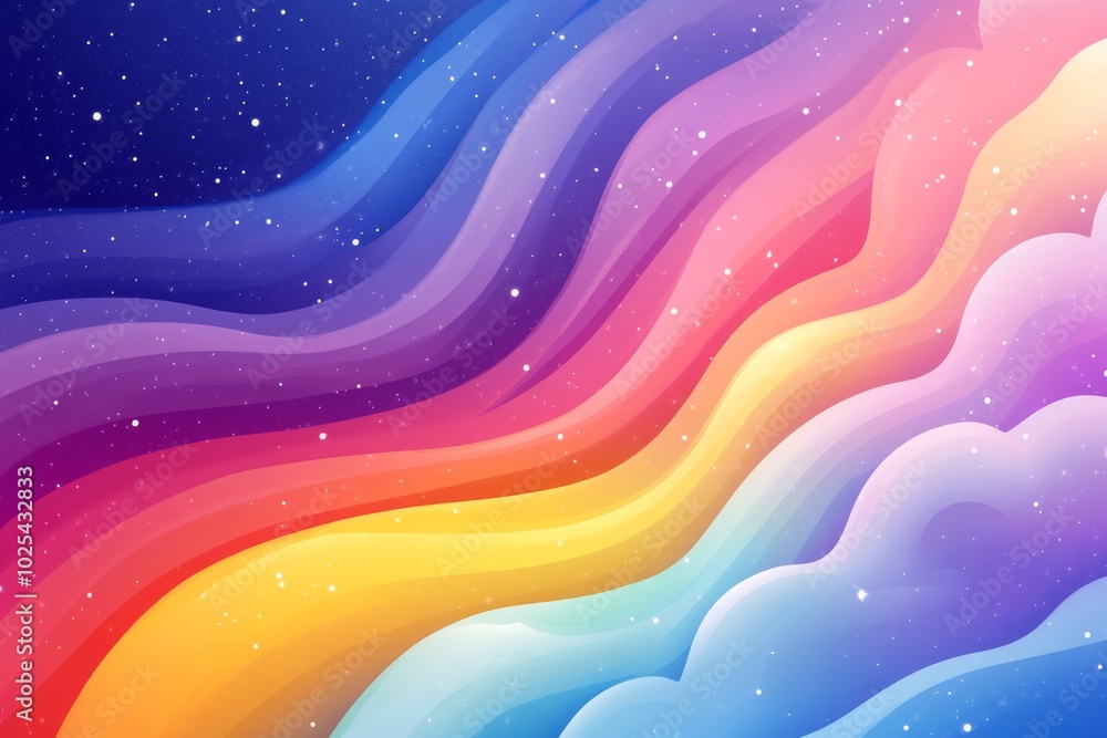 Abstract Colorful Wavy Background with Stars Abstract Colorful Wavy Background with Stars