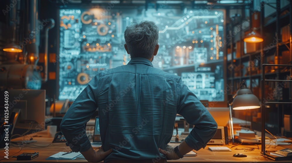 Person Analyzing Data in Modern Workspace Person Analyzing Data in Modern Workspace