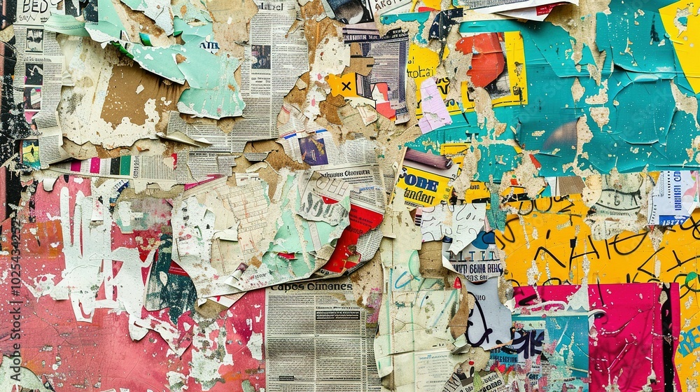 Fototapeta premium Abstract Backdrop Featuring Newspaper Clipping Collage