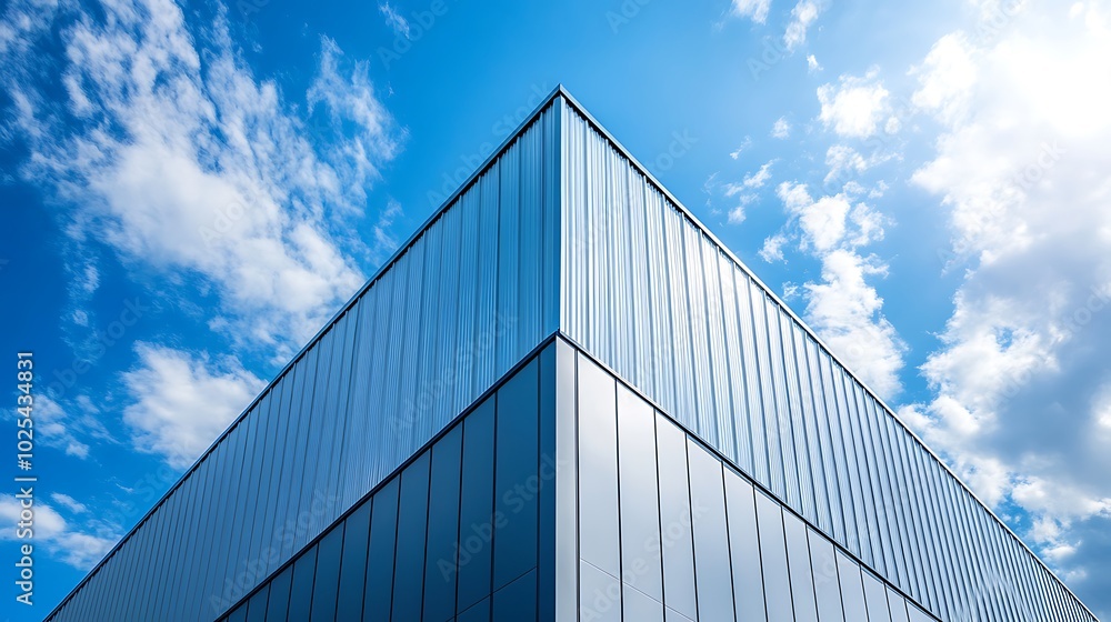 Modern Building Corner Against a Cloudy Sky Modern Building Corner Against a Cloudy Sky