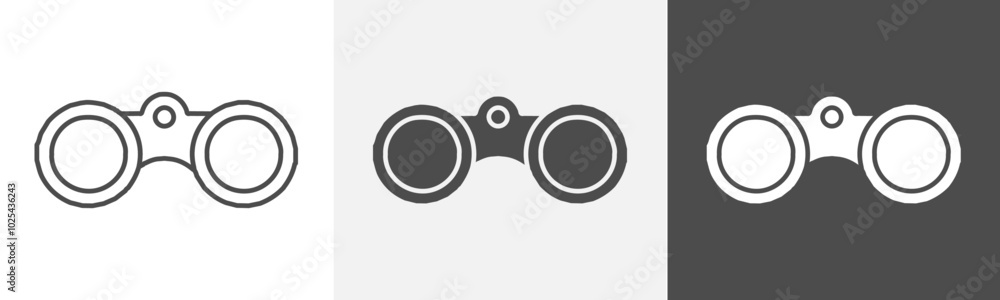 binoculars icon Flat art in outline set binoculars icon Flat art in outline set