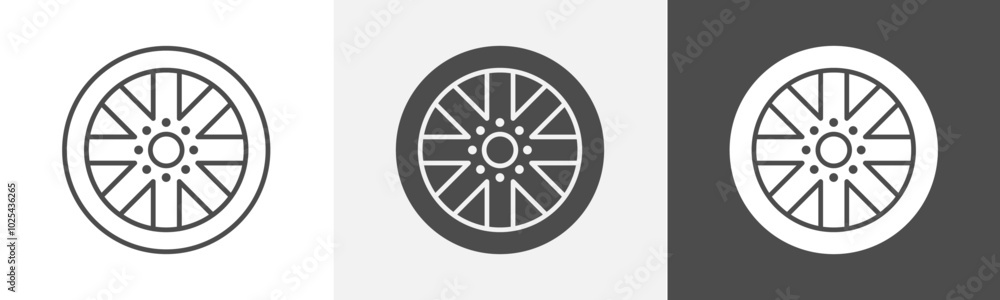 alloy rim icon Flat art in outline set alloy rim icon Flat art in outline set