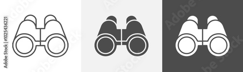 binoculars icon Flat art in outline set