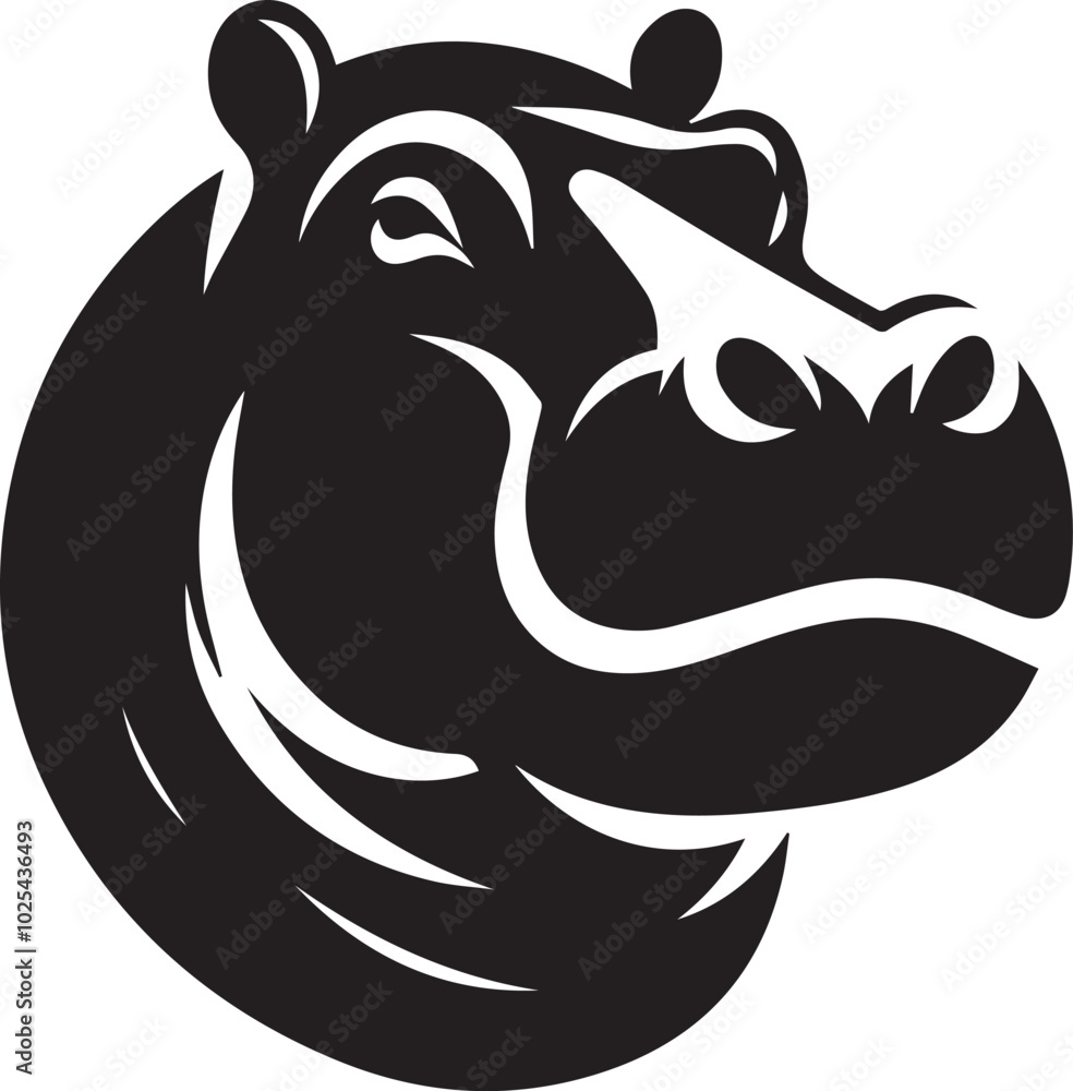 Hippopotamus head silhouette