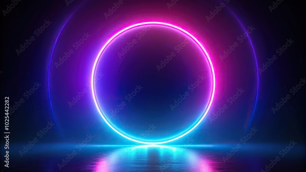 Futuristic neon circle with glowing purple and blue light Futuristic neon circle with glowing purple and blue light