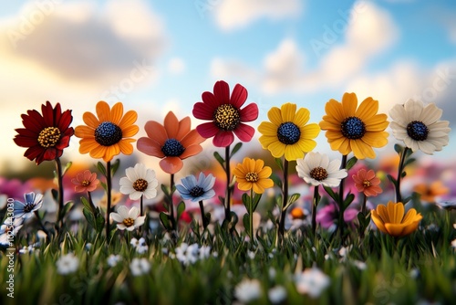 Hyper-realistic wildflowers in a meadow, with individual blooms and blades of grass rendered in exquisite detail, bringing the beauty of nature to life on the card