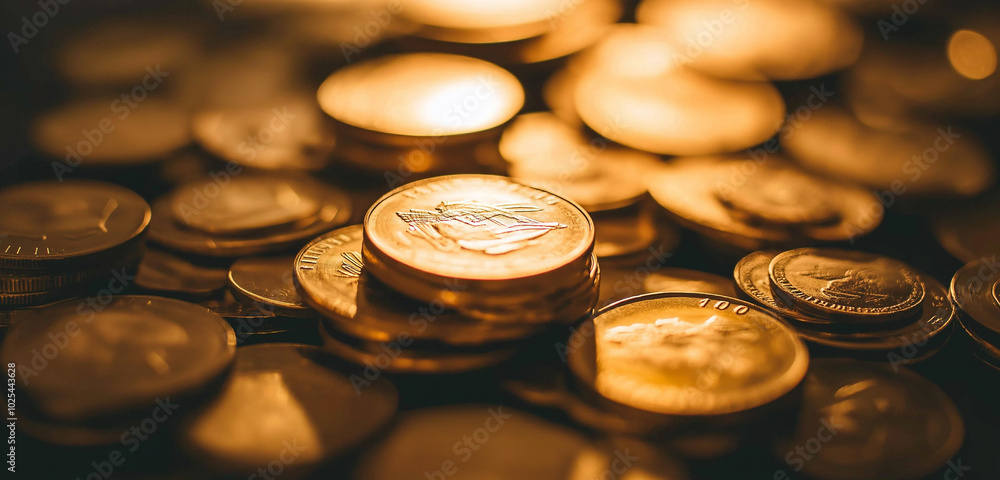 Stacks of gold coins high-definition photography Stacks of gold coins high-definition photography