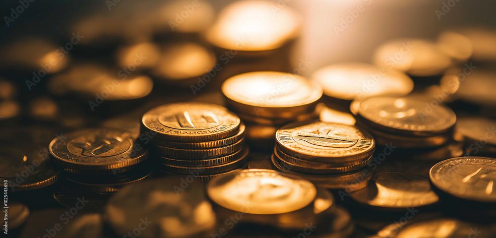 Stacks of gold coins high-definition photography Stacks of gold coins high-definition photography