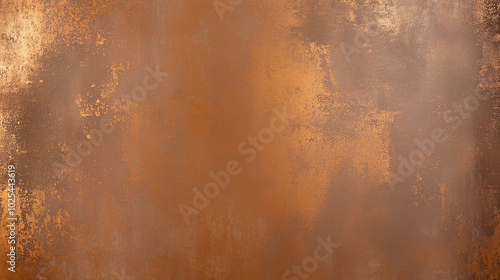 A close-up image of a weathered copper surface with a rich, warm brown tone. photo