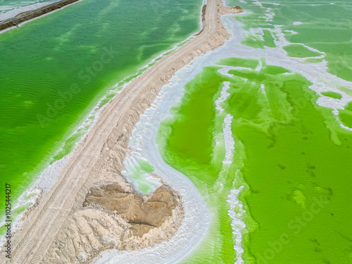 The top down view of the Great Chaidan Emerald Lake in Qinghai Province, China. photo