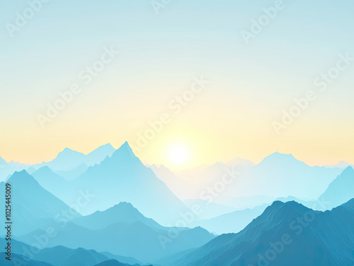 Abstract Mountain Sunrise Background with Jagged Peaks, Evoking Natural Beauty