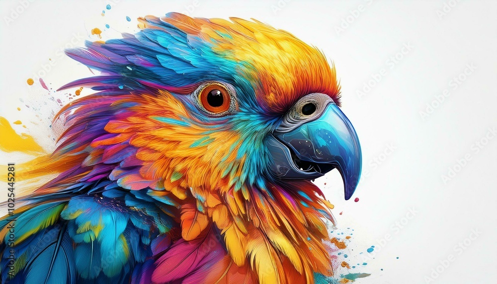 Obraz premium A colorful swirl of feathers on white and black backgrounds, blending vibrant fractal patterns and floral designs with vivid pink, motion blur, and decorative textures