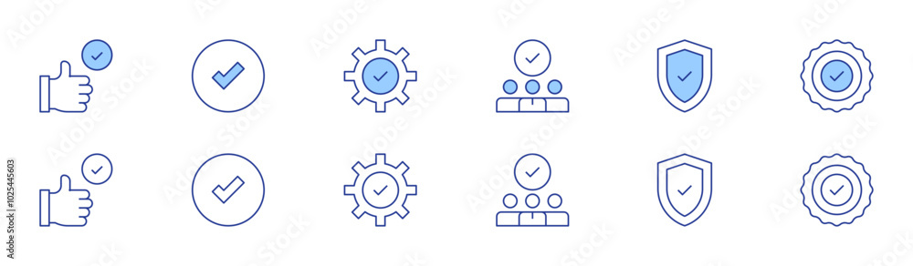 Checkmark icon set in two styles, Duotone and Thin Line style. Editable stroke. staff, verification, approval, best practice, yes, check Checkmark icon set in two styles, Duotone and Thin Line style. Editable stroke. staff, verification, approval, best practice, yes, check