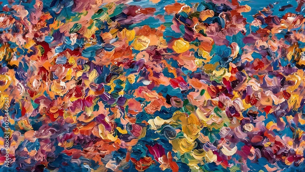 Fototapeta premium Abstract colorful background with paint brushstrokes, panoramic shot