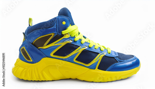 Stylish Blue and Yellow High Top Sneakers