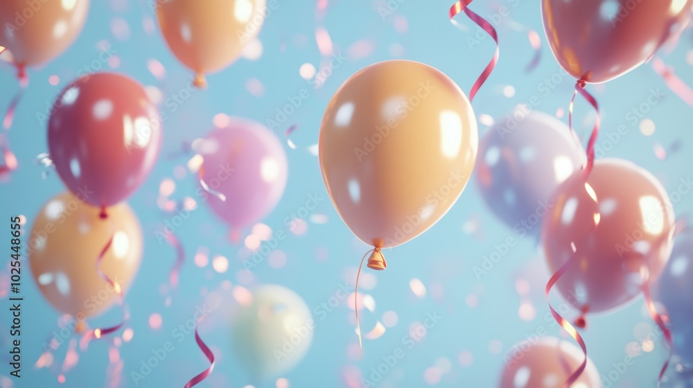 A celebration of color, vibrant collection of balloons floating joyfully assortment A celebration of color, vibrant collection of balloons floating joyfully assortment