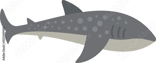 Simple cartoon style illustration of a whale shark swimming underwater with its mouth open