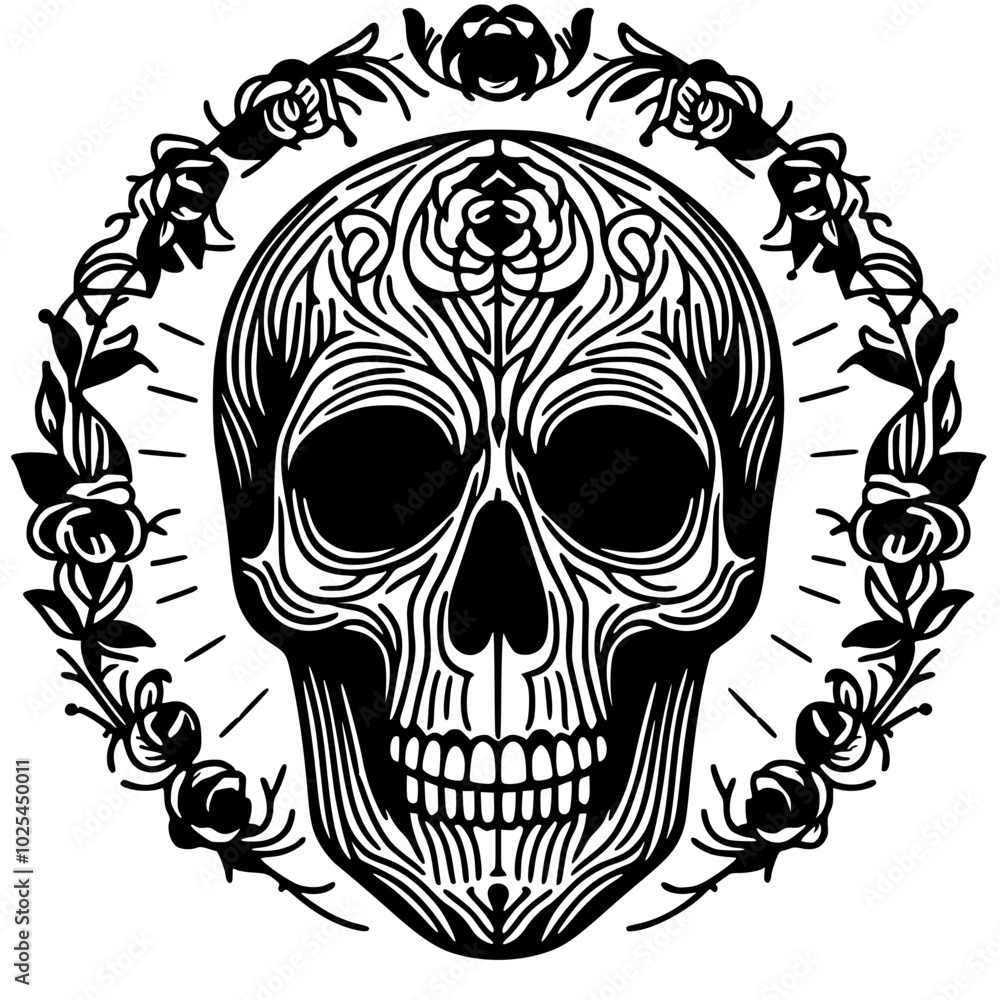 Fototapeta premium Circle skull abstract silhouette
