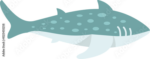 Cartoon whale shark swimming peacefully in the ocean depths