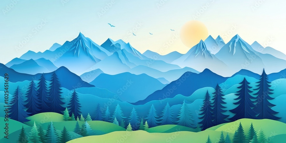 Scenic view of mountain ranges in a serene resort setting, Mountain landscape in a tranquil resort atmosphere Scenic view of mountain ranges in a serene resort setting, Mountain landscape in a tranquil resort atmosphere