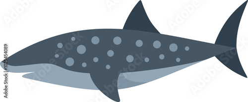 Simple cartoon drawing of a whale shark swimming peacefully in the ocean