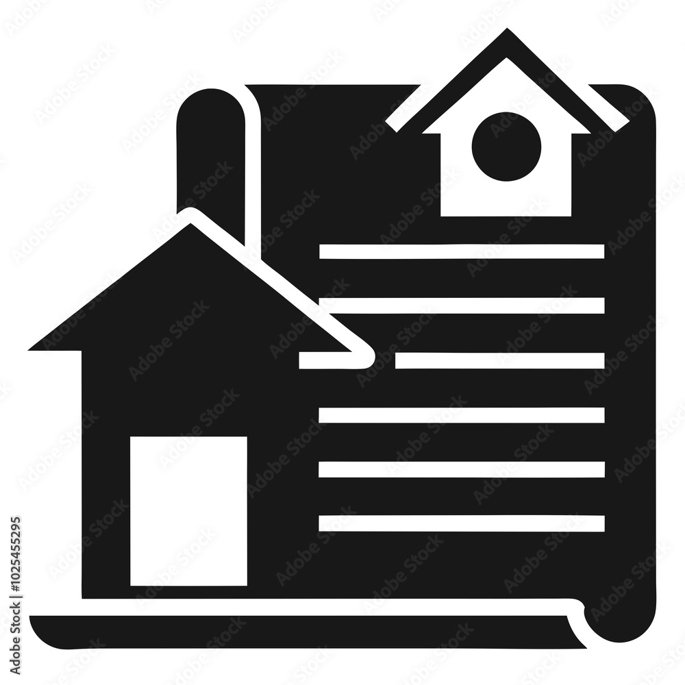 real-estate-contract-with-house-icon-silhouette real-estate-contract-with-house-icon-silhouette