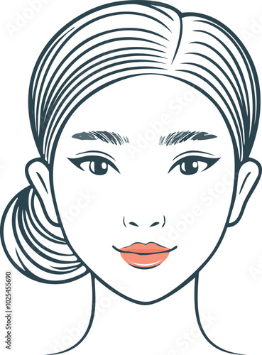 This vector illustration showcases a woman's face with a modern, abstract design. It's ideal for various projects in fashion, beauty, and graphic design.